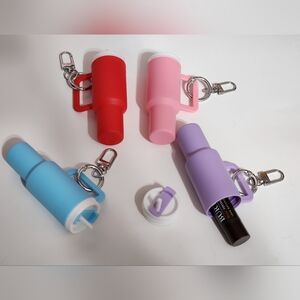 Mini Tumbler Keychain Stanley Style Chapstick Holder Bag Clip Accessory Gift New